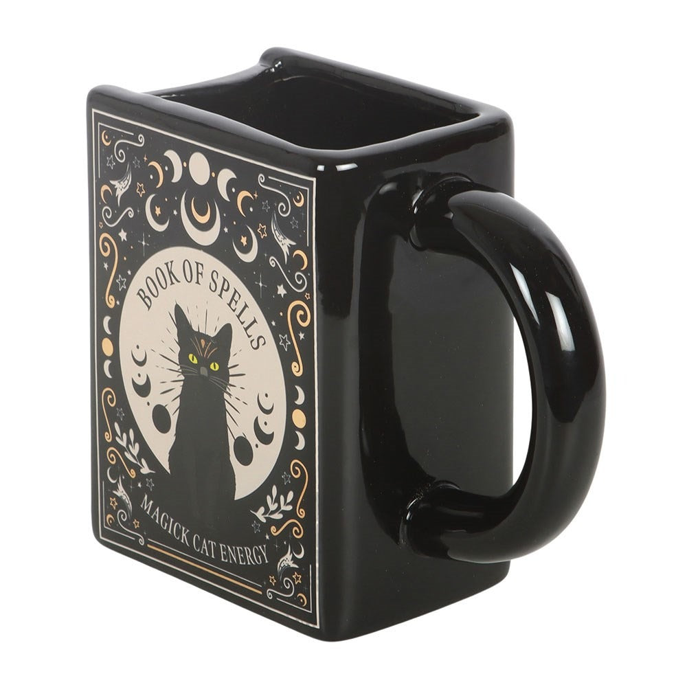 Black Cat Magick Book of Spells Shaped Mug