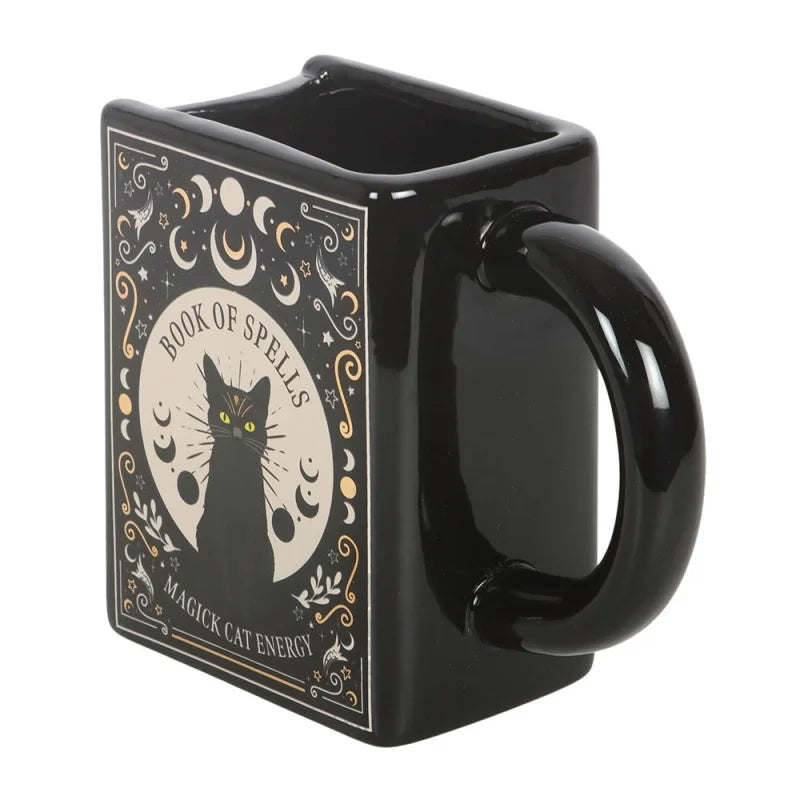 Black Cat Magick Book of Spells Shaped Mug