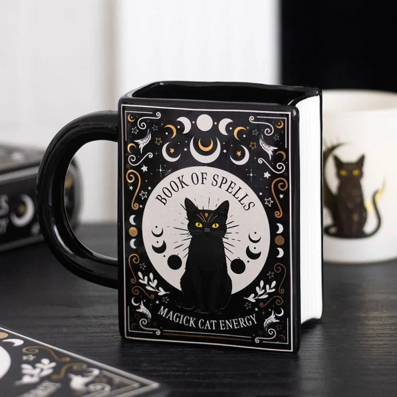 Black Cat Magick Book of Spells Shaped Mug