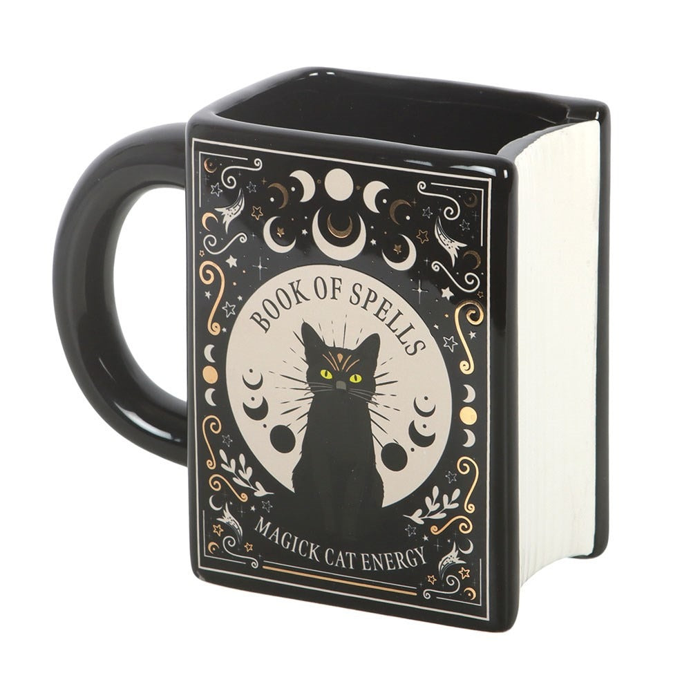 Black Cat Magick Book of Spells Shaped Mug