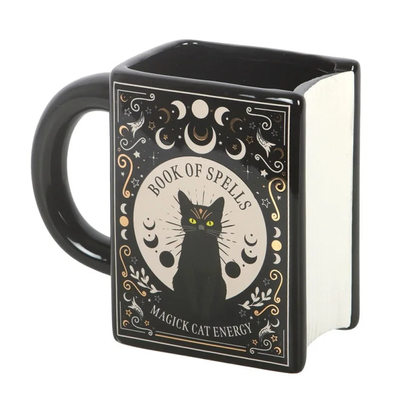 Black Cat Magick Book of Spells Shaped Mug