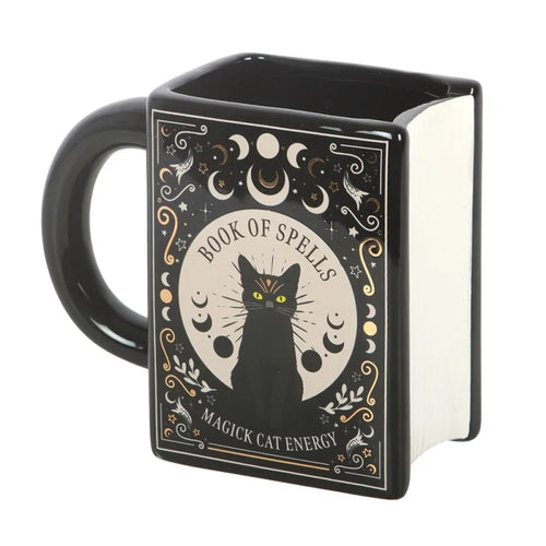 Black Cat Magick Book of Spells Shaped Mug