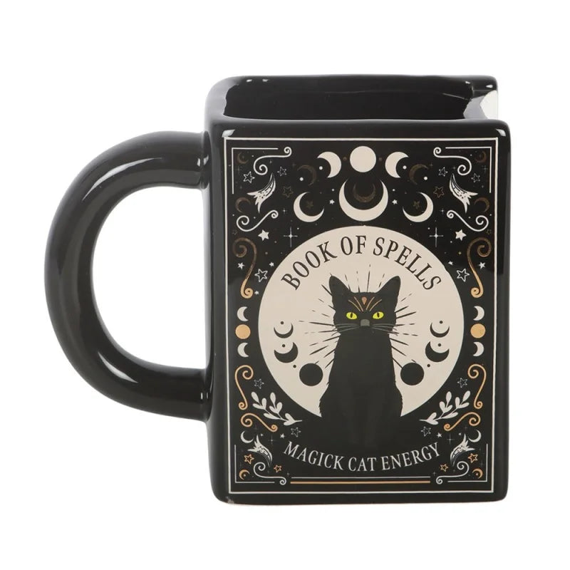 Black Cat Magick Book of Spells Shaped Mug