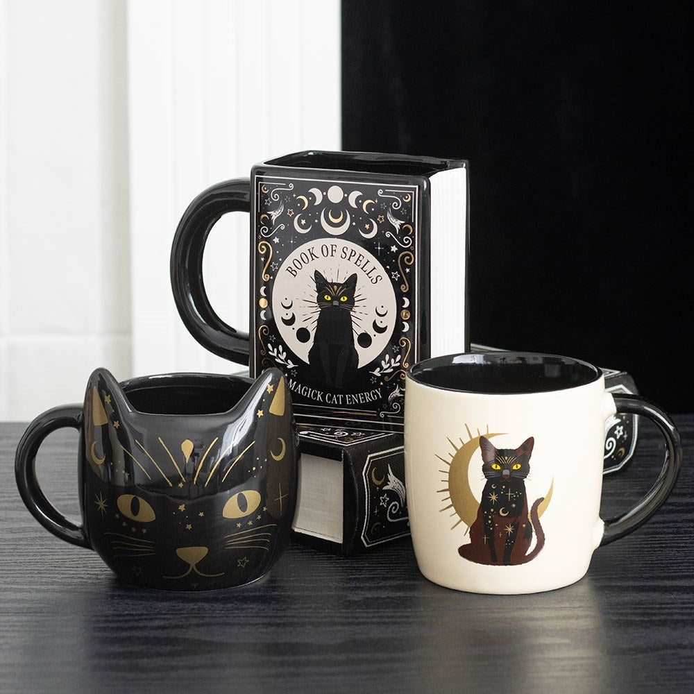 Black Cat Magick Book of Spells Shaped Mug