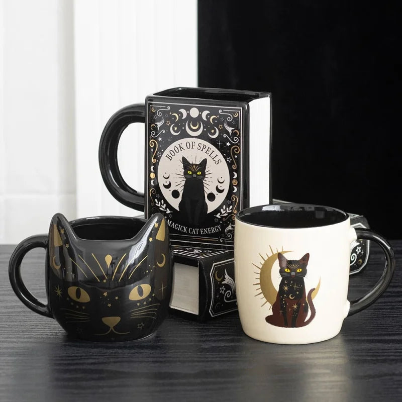 Black Cat Magick Book of Spells Shaped Mug
