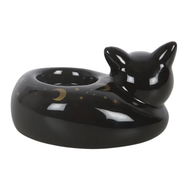 Black Cat Magick Curled Tealight Holder