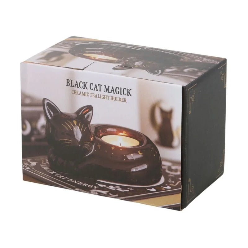Black Cat Magick Curled Tealight Holder