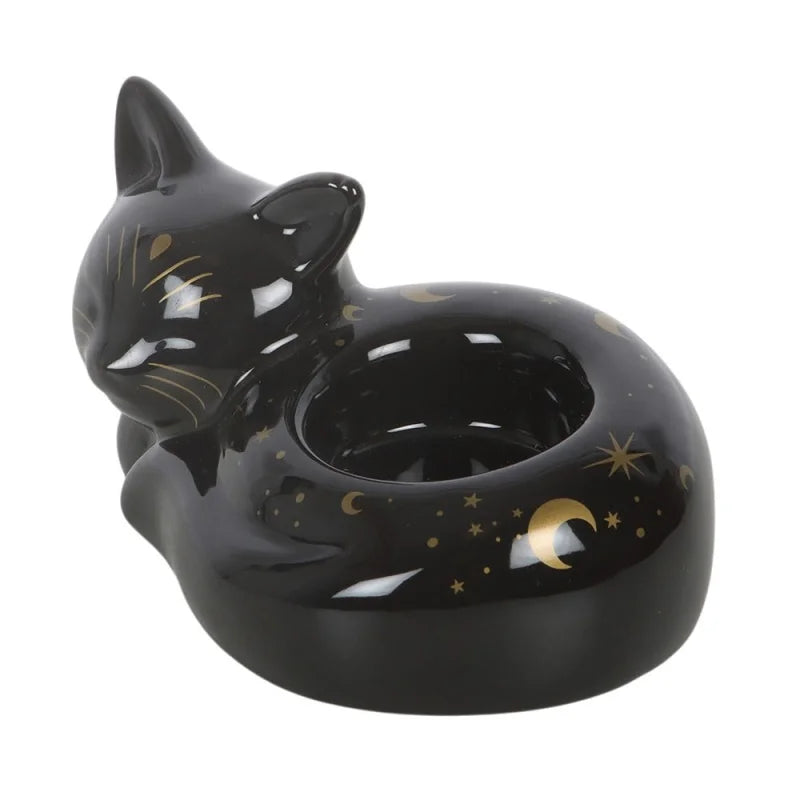 Black Cat Magick Curled Tealight Holder