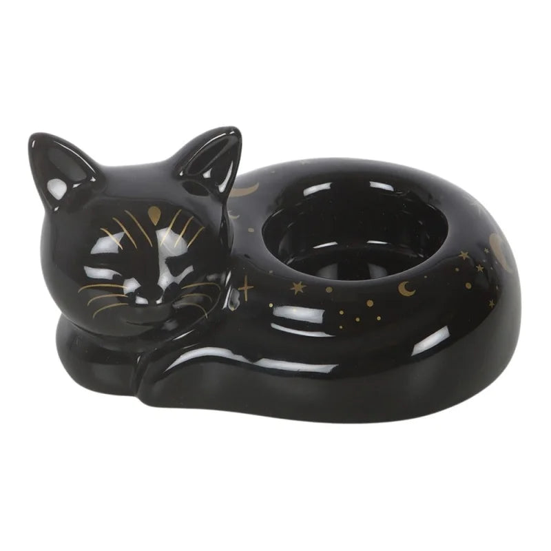 Black Cat Magick Curled Tealight Holder