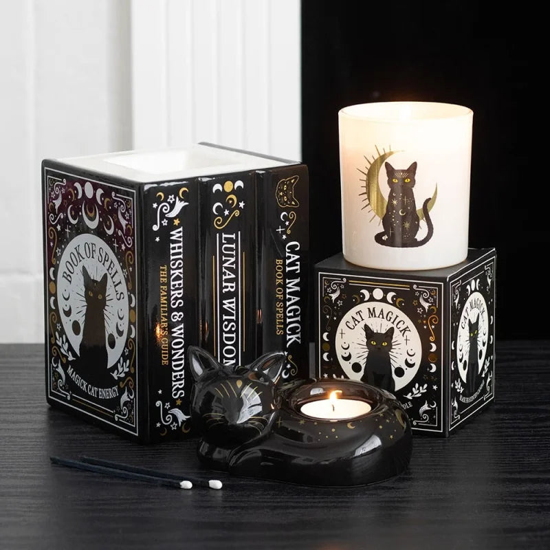 Black Cat Magick Curled Tealight Holder