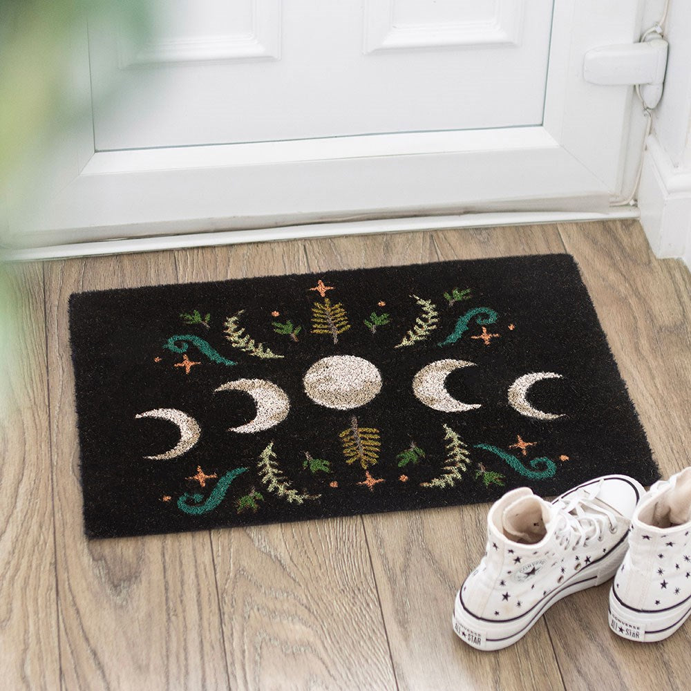Black Dark Forest Moon Phase Doormat