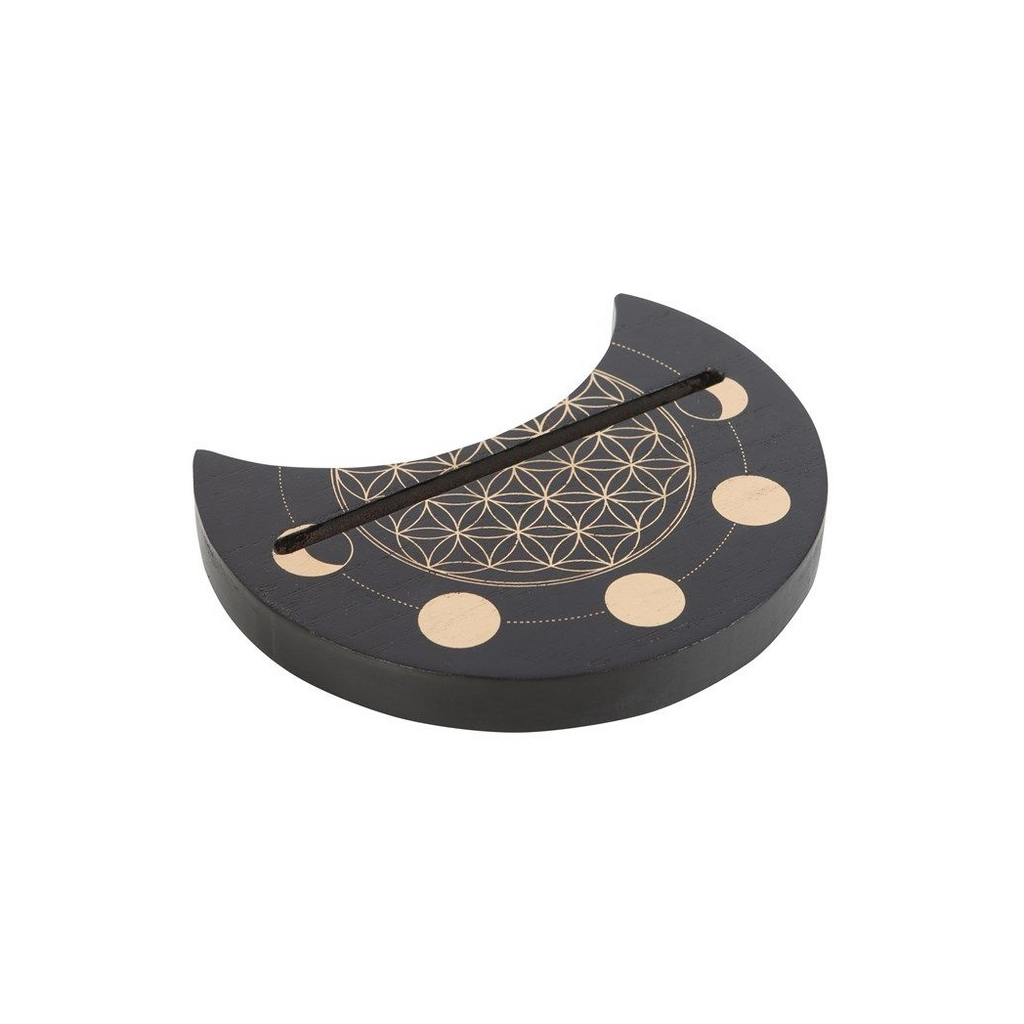 Black Flower of Life Crescent Moon Tarot Card Stand From Witch, Please!