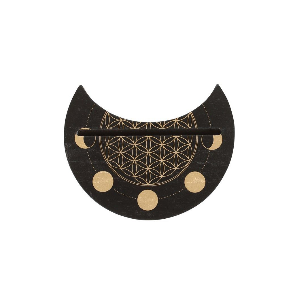 Black Flower of Life Crescent Moon Tarot Card Stand From Witch, Please!