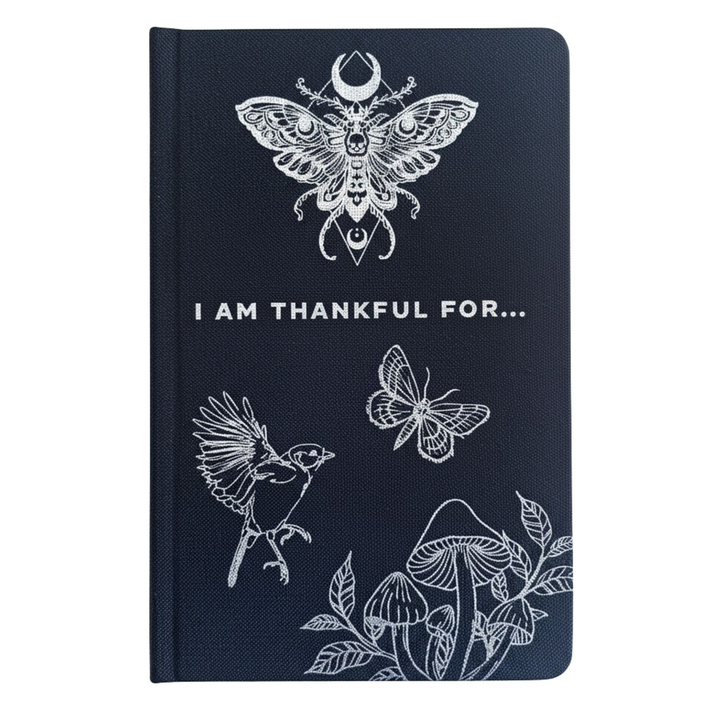 Black Gratitude Journal with Silver Lining - 120 pages - I am Thankful For Wellness & Notebooks