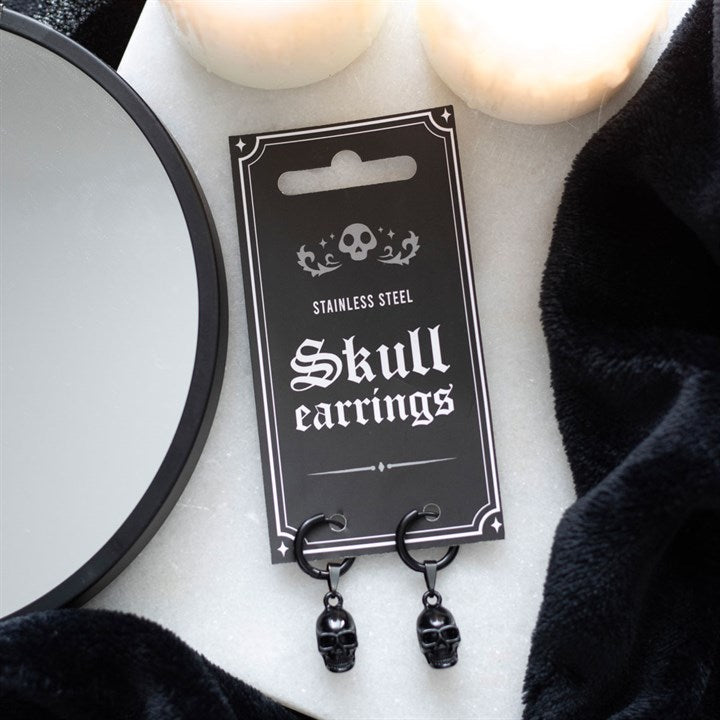 Black Stainless Steel Skull Earrings From Witch, Please!