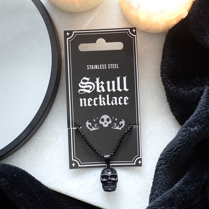 Black Stainless Steel Skull Necklace From Witch, Please!
