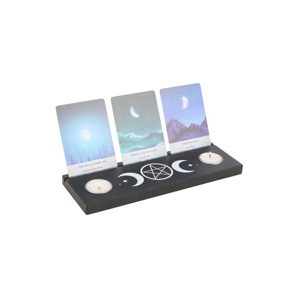 Black Triple Moon Tarot Card Stand Tealight Holder From Witch, Please!