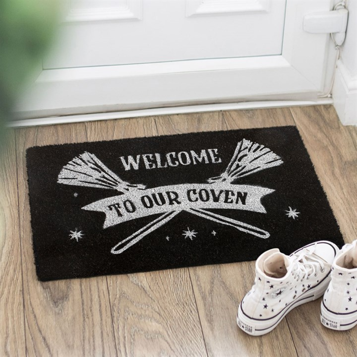 Black Welcome to Our Coven Doormat
