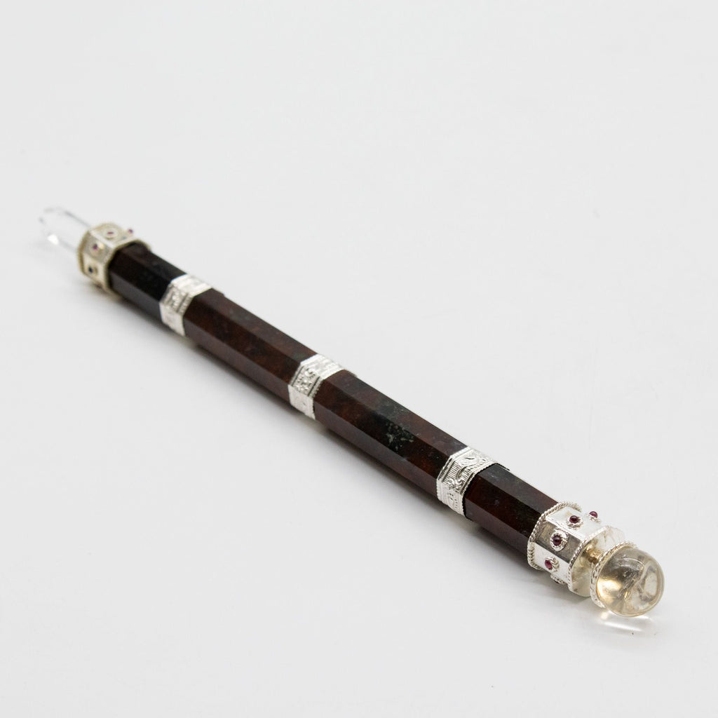 Bloodroot Soverign Wand -Extra Long Fancy Jasper Magic- Crystal Ball top - 26cm Healing Wands