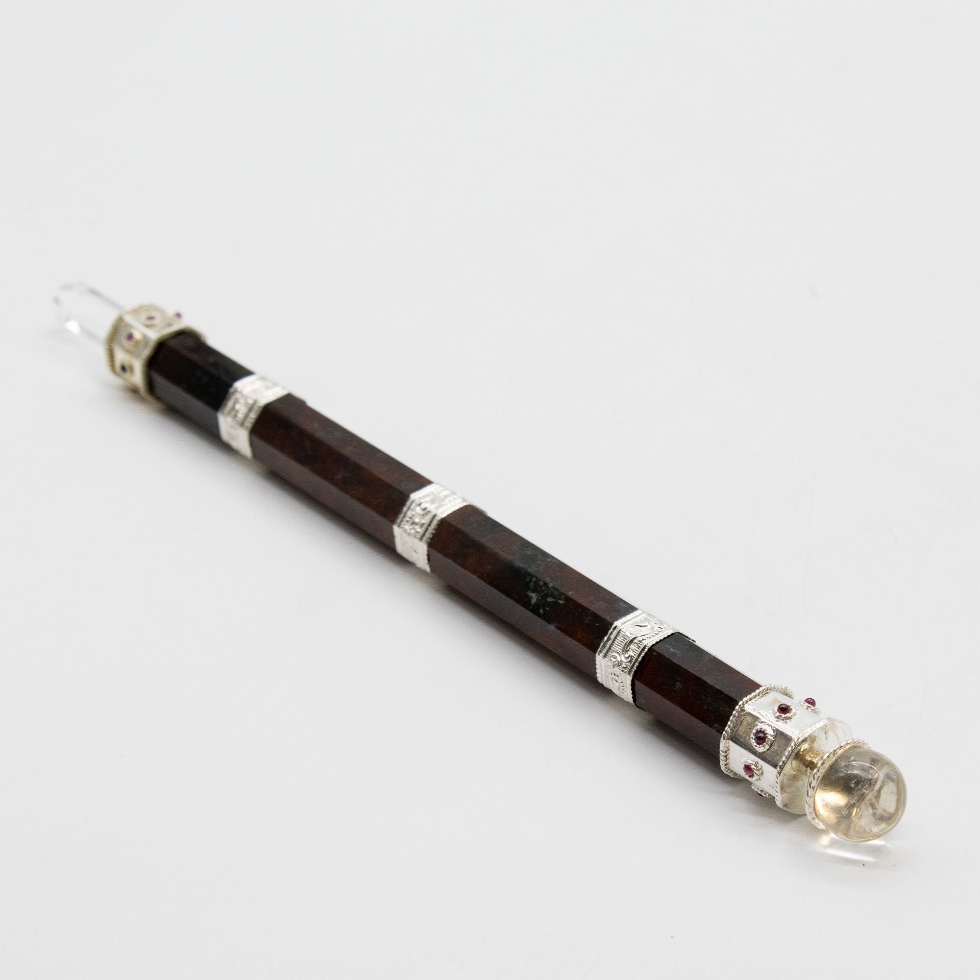 Bloodroot Soverign Wand -Extra Long Fancy Jasper Magic- Crystal Ball top - 26cm Healing Wands