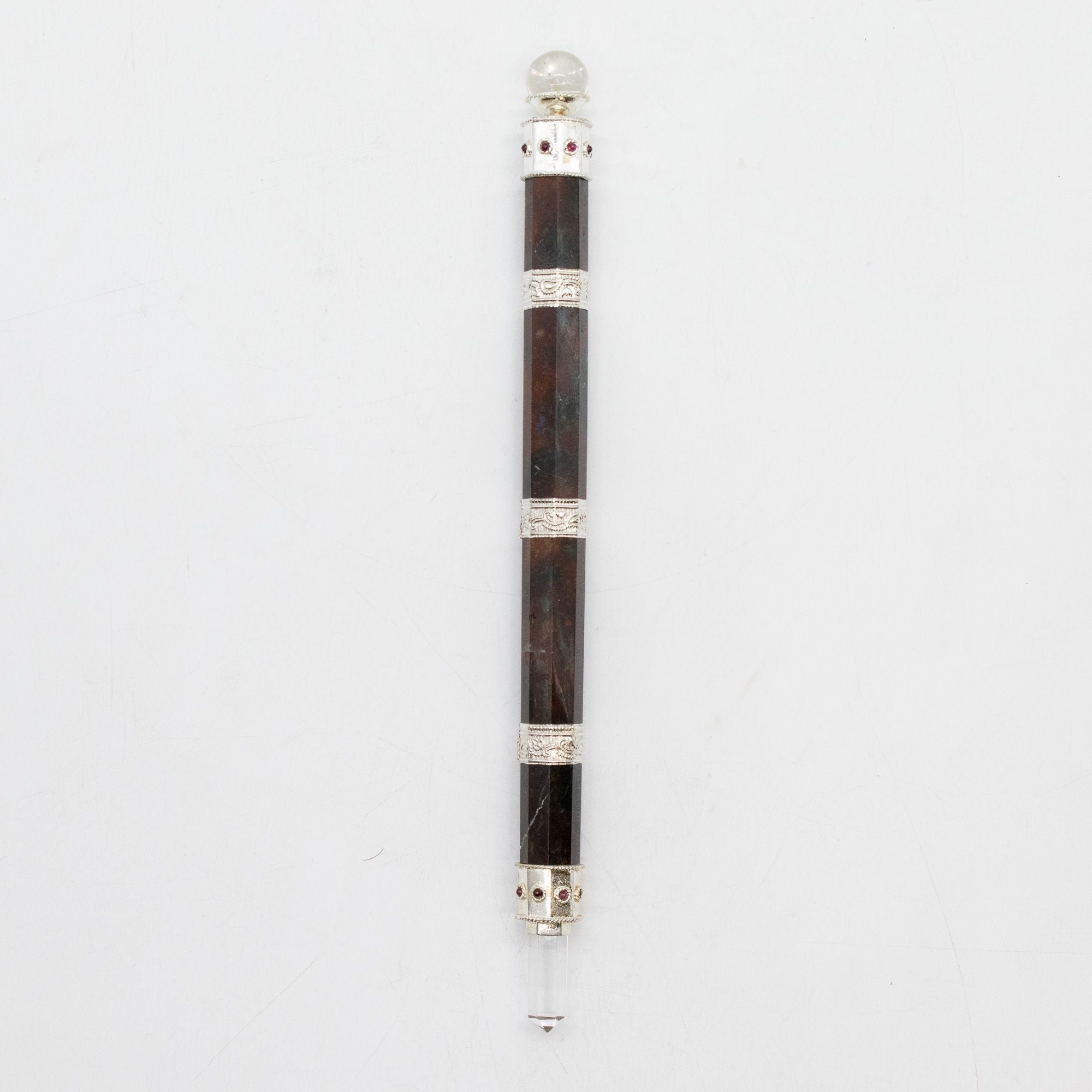Bloodroot Soverign Wand -Extra Long Fancy Jasper Magic- Crystal Ball top - 26cm Healing Wands