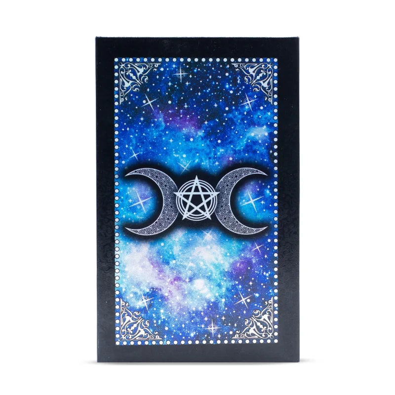 Blue Foil Tarot Card Set - Moon Face - with booklet Cards & Reading Cloths