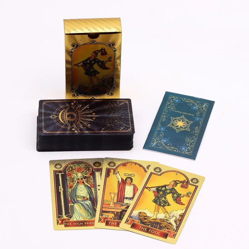 Blue & Gold Foil Tarot Card Set - All Seeing Eye - with booklet Cards Reading Cloths