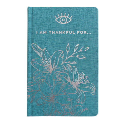 Blue Gratitude Journal with Silver Lining - 120 pages - I am Thankful For Wellness & Notebooks