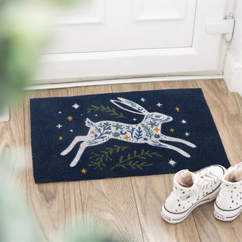 Blue Leaping Hare Doormat