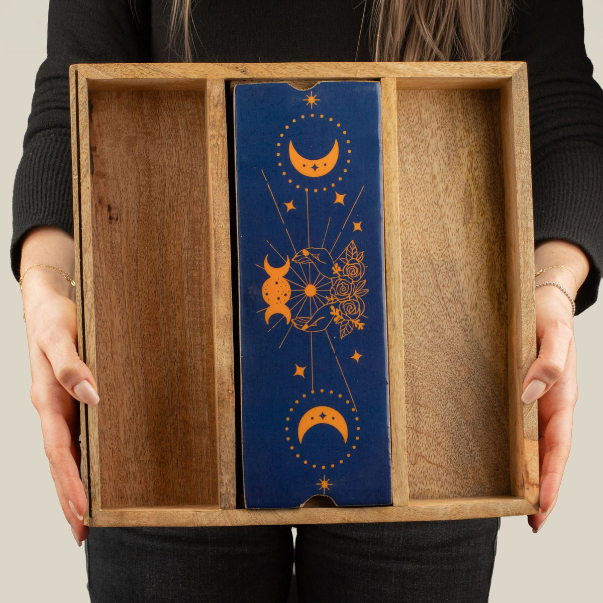 Blue Moon Phases Tarot Tray with Card Holder Storage & Reading Boxes