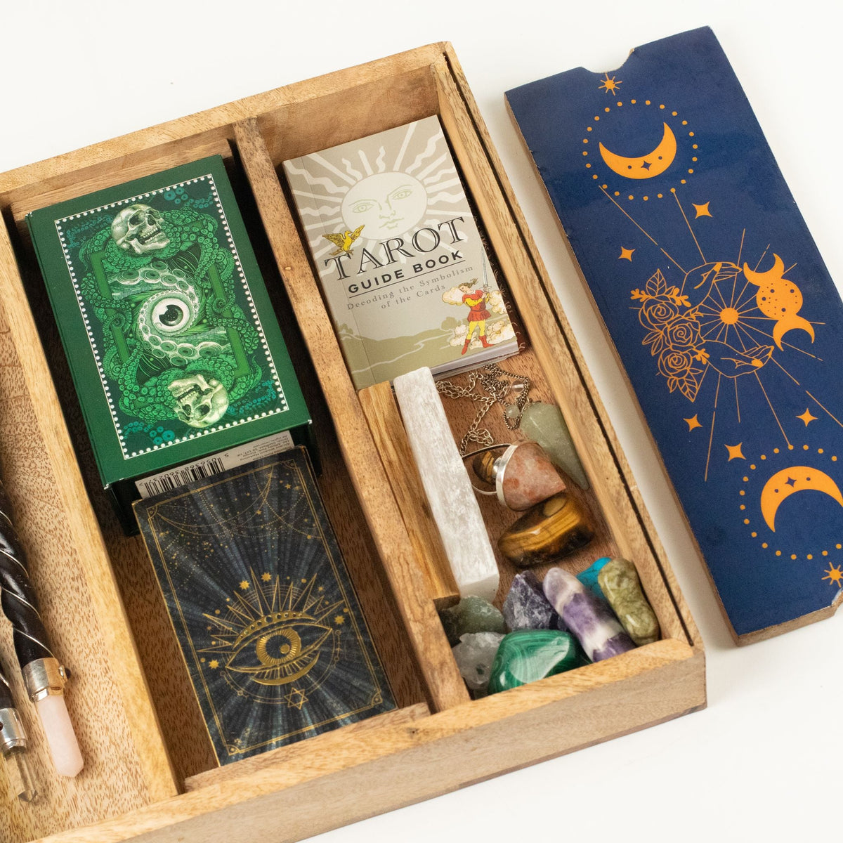 Blue Moon Phases Tarot Tray with Card Holder Storage & Reading Boxes