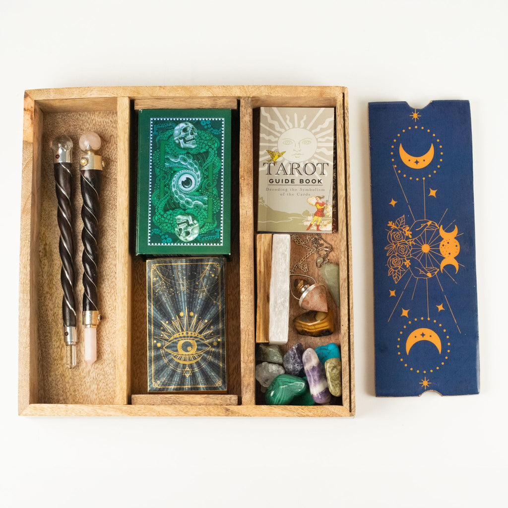 Blue Moon Phases Tarot Tray with Card Holder Storage & Reading Boxes