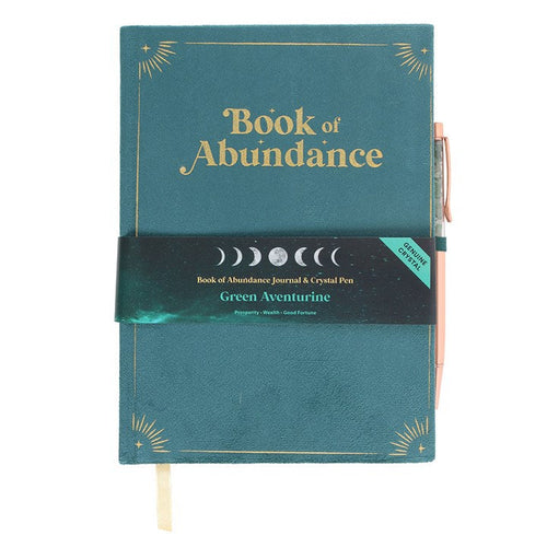 Book of Abundance Journal with Green Aventurine Crystal Pen From Witch, Please!