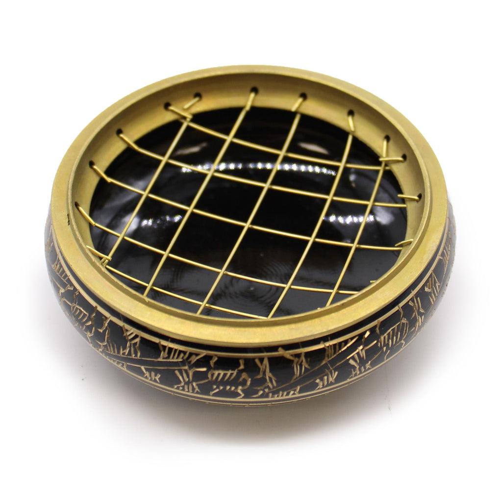 Brass Carved Charcoal Incense Jar Traditional Burners