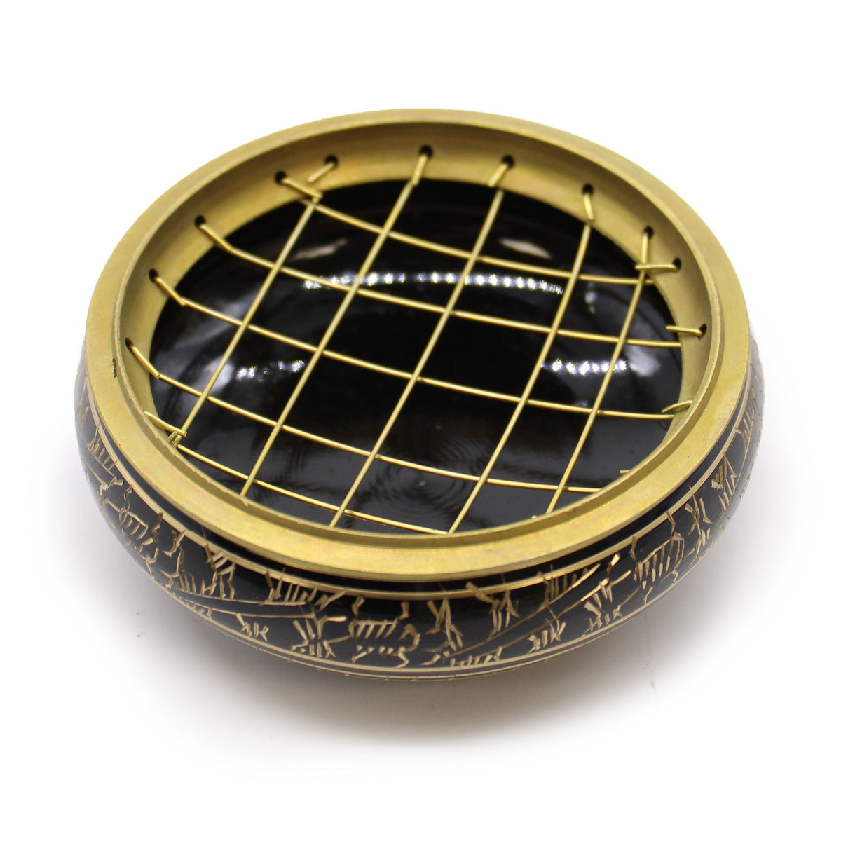 Brass Carved Charcoal Incense Jar Traditional Burners