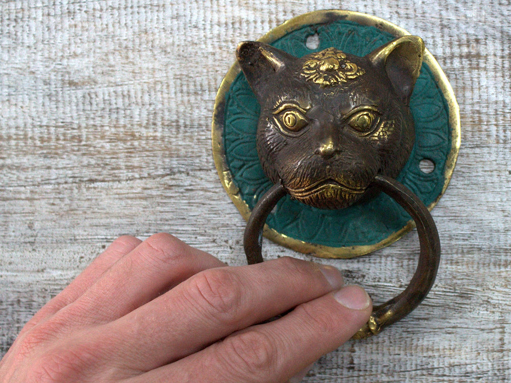 Brass Door Knocker - Cats Head From Witch, Please!