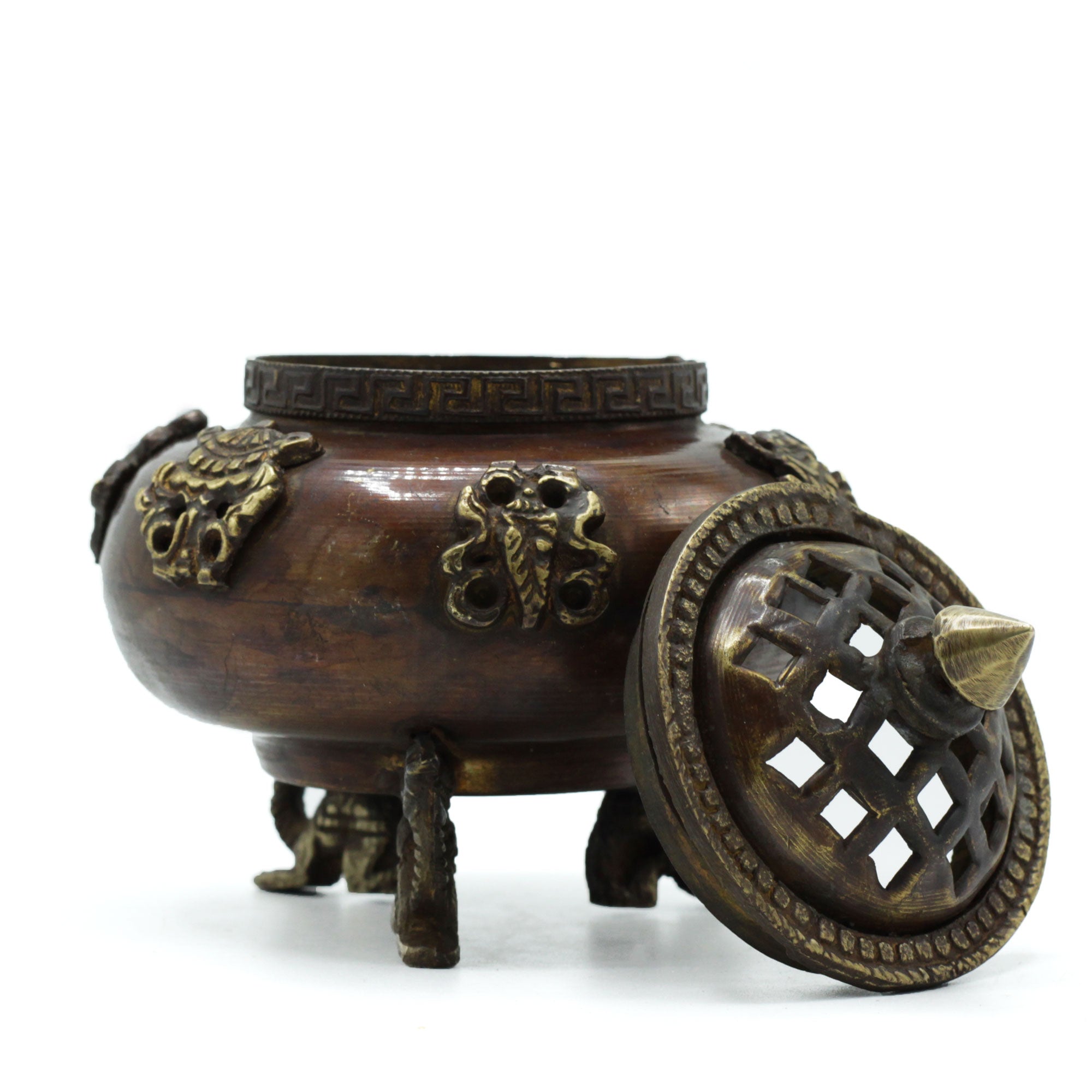 Brass Tibetan Incense Burner - Six Symbols Standing Pot From Witch, Please!