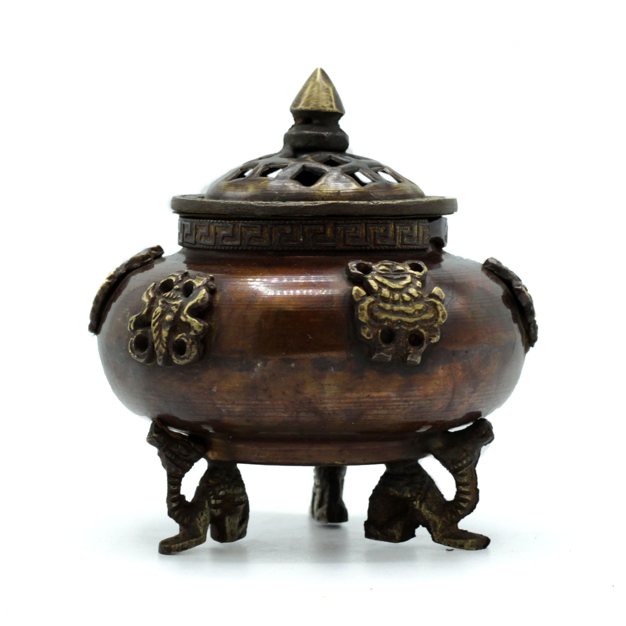 Brass Tibetan Incense Burner - Six Symbols Standing Pot From Witch, Please!