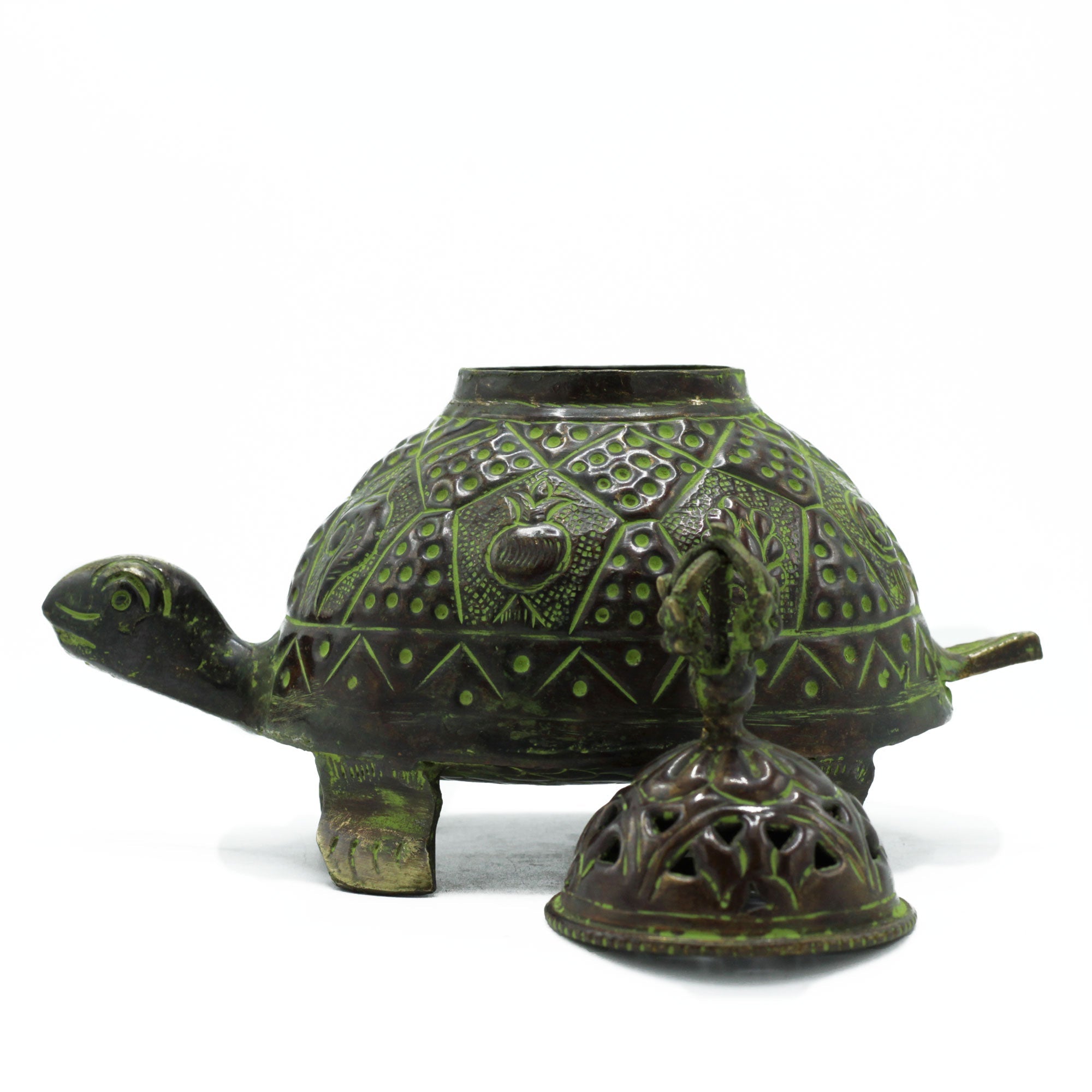 Brass Verdigris Tibetan Turtle Incense Holder - Lrg From Witch, Please!