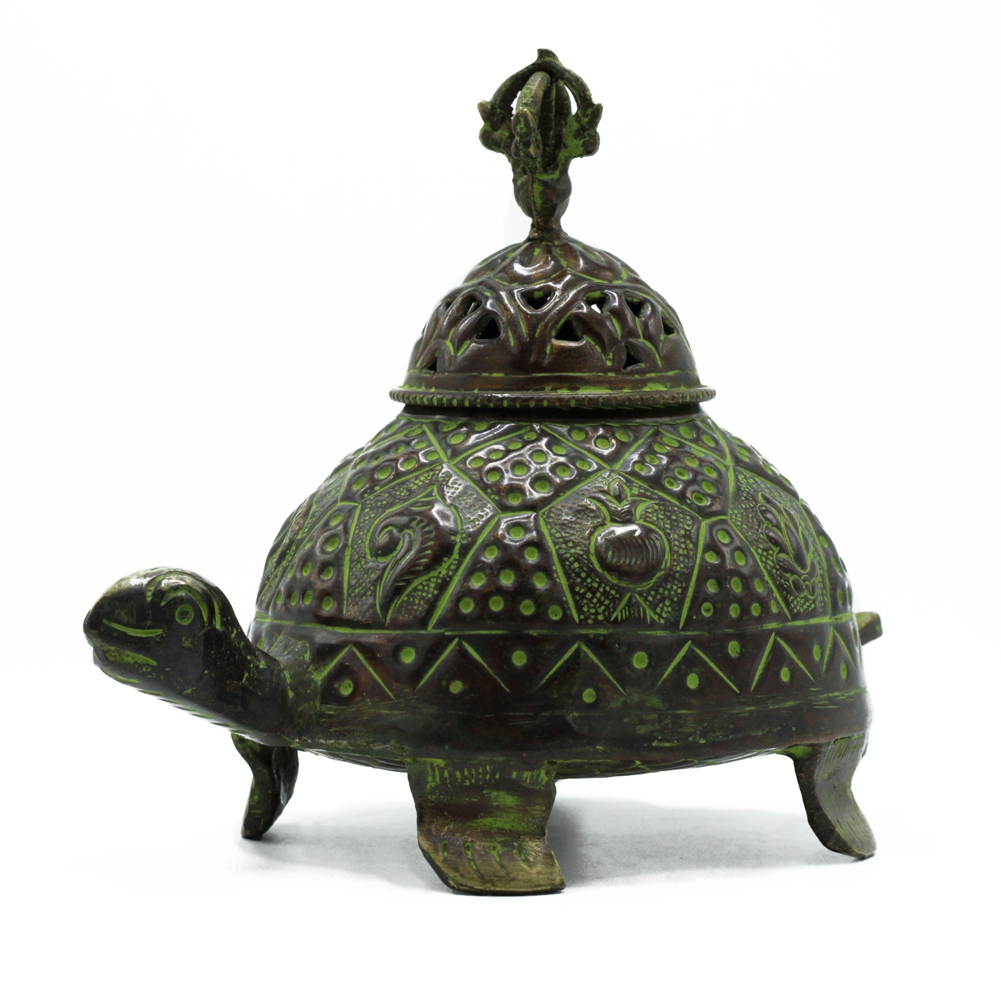 Brass Verdigris Tibetan Turtle Incense Holder - Lrg From Witch, Please!