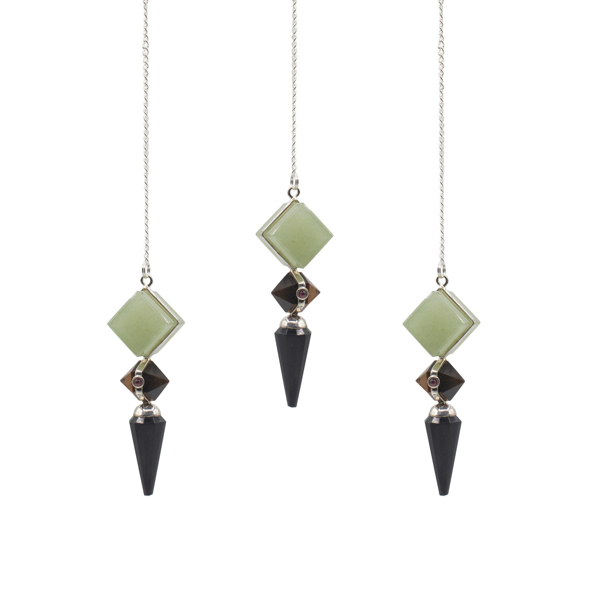 Builder of Realms - Three Piece Pendulum - Black Agate - Green Aventurine - Tiger Eye Special Gemstone Pendulums