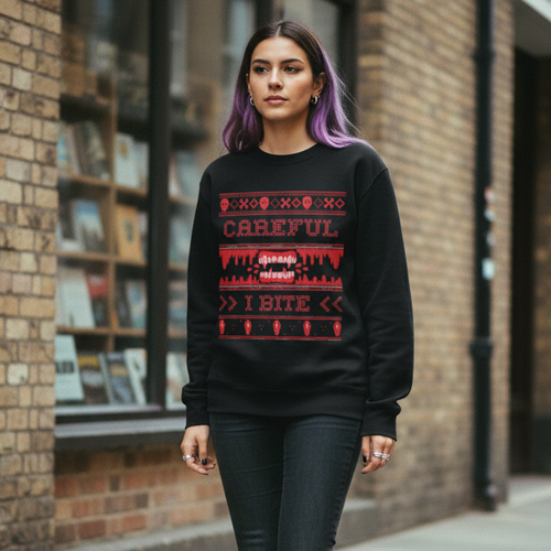 ’Careful I Bite’ Ugly Knitted Jumper Design Halloween Sweatshirt