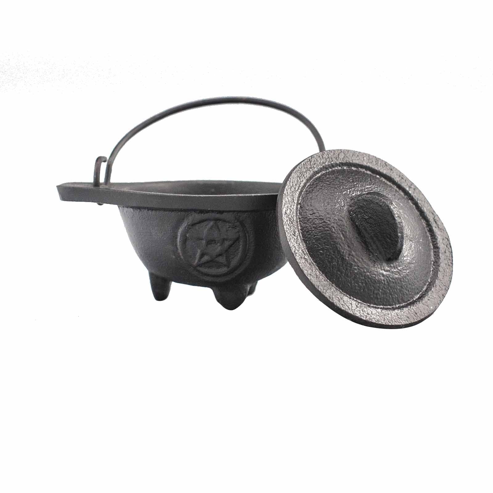 Cast Iron Cauldron with Pentagon 5x9cm Ritual Bowls and Cauldrons