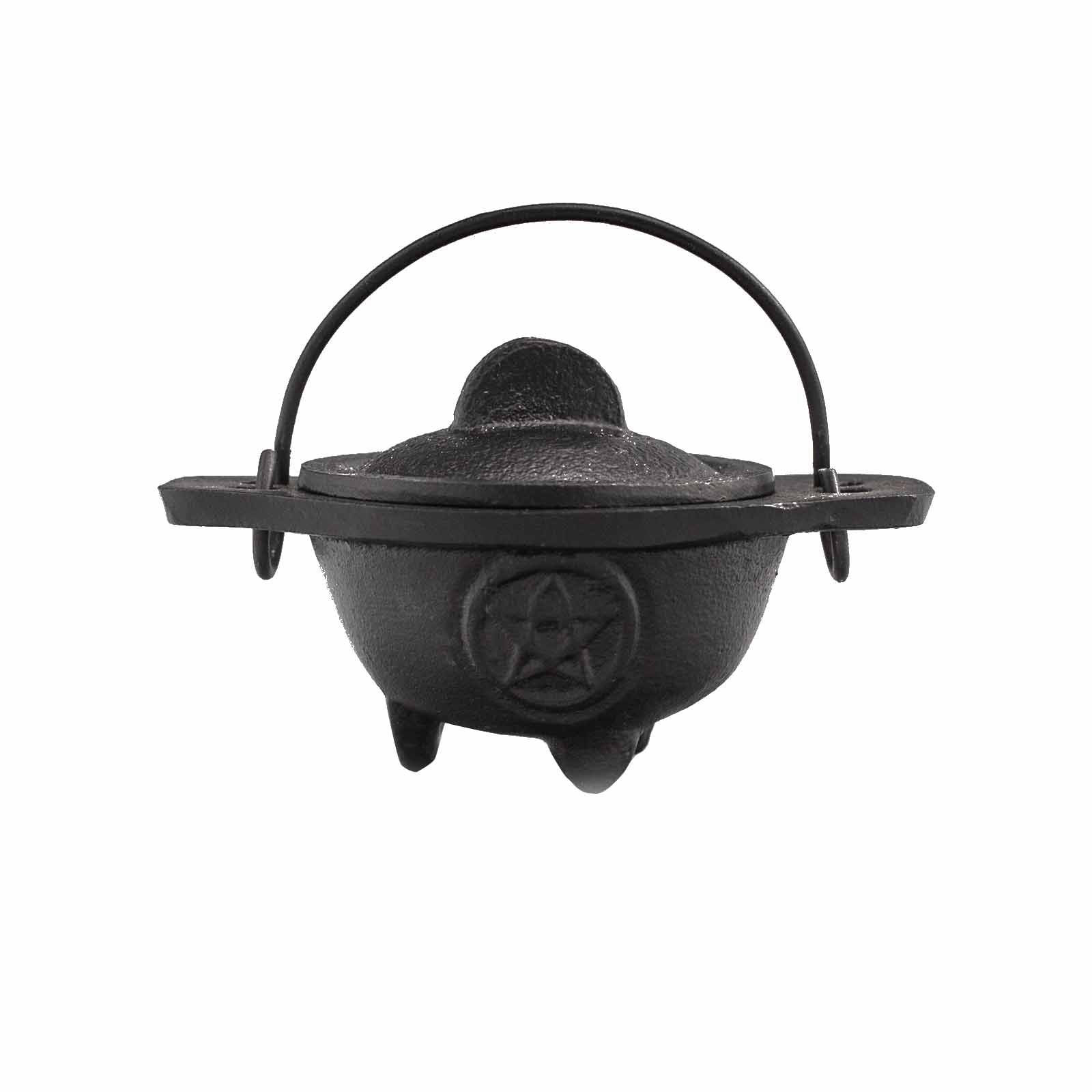 Cast Iron Cauldron with Pentagon 5x9cm Ritual Bowls and Cauldrons