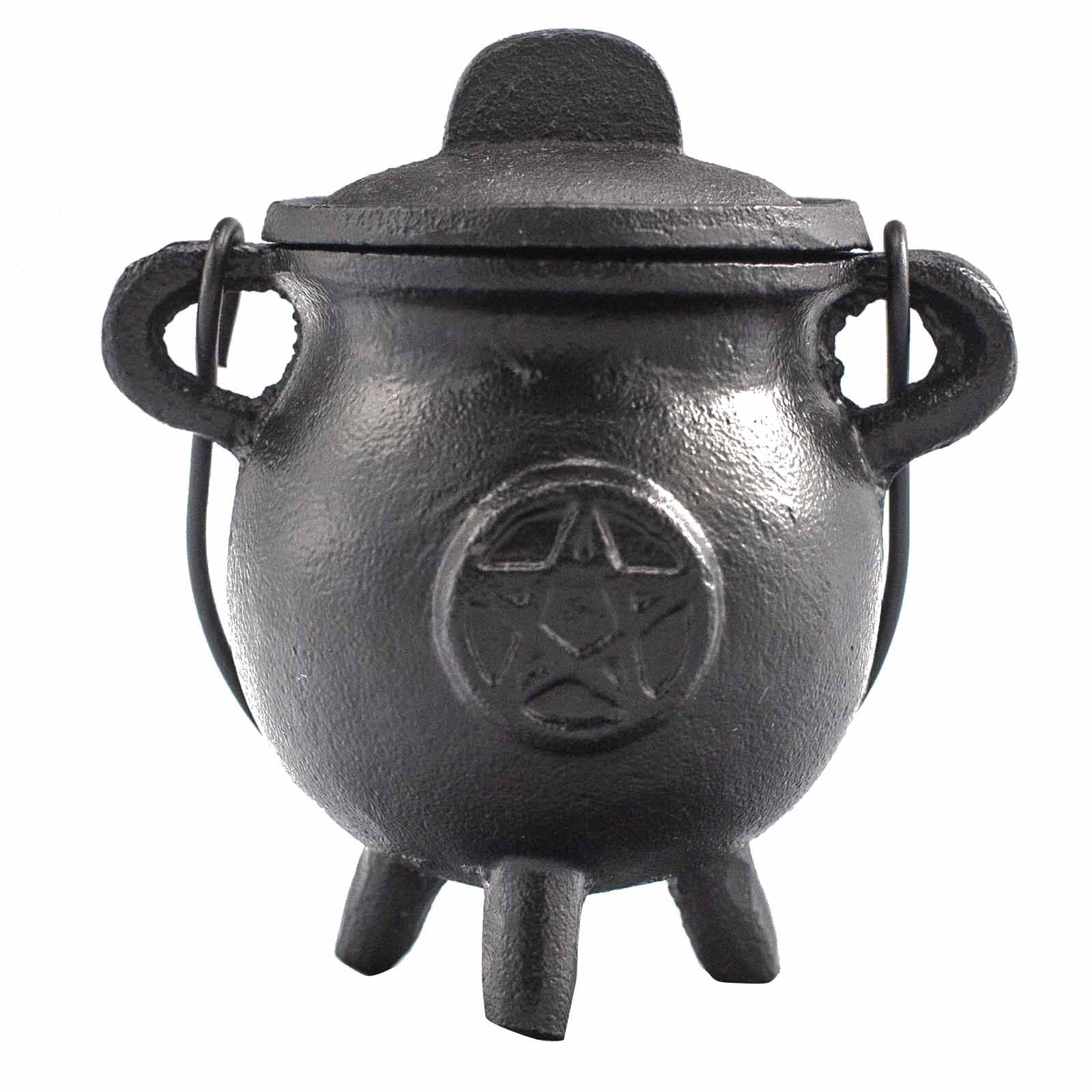 Cast Iron Cauldron with Pentagon 6.5x13cm Ritual Bowls and Cauldrons