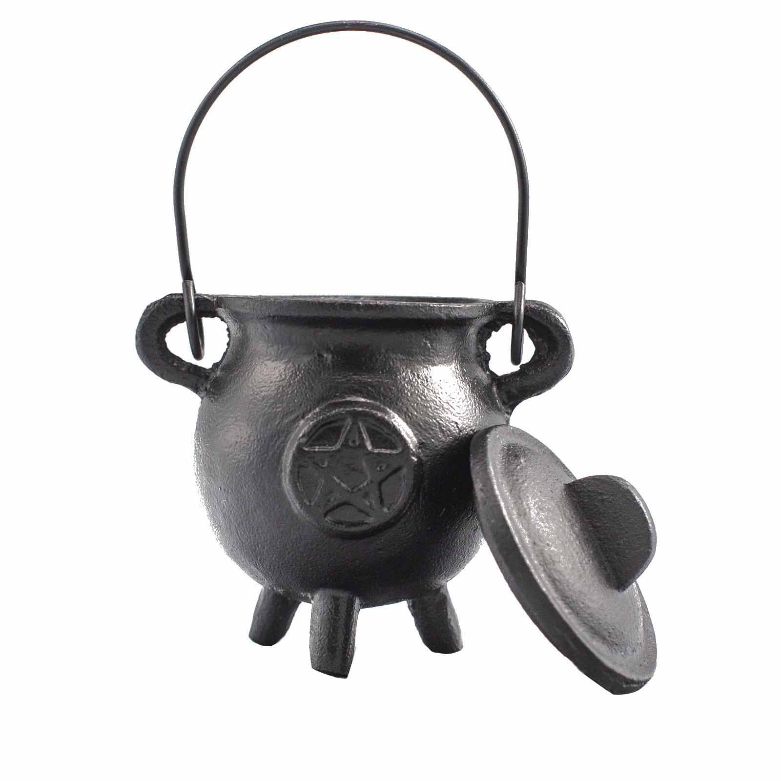 Cast Iron Cauldron with Pentagon 6.5x13cm Ritual Bowls and Cauldrons