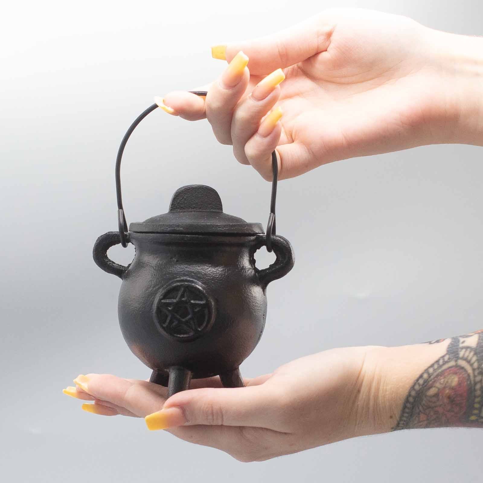 Cast Iron Cauldron with Pentagon 6.5x13cm Ritual Bowls and Cauldrons