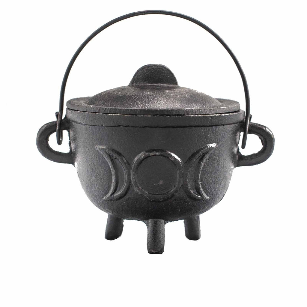 Cast Iron Cauldron with Triple Moon 11x13cm - Ritual Bowls and Cauldrons