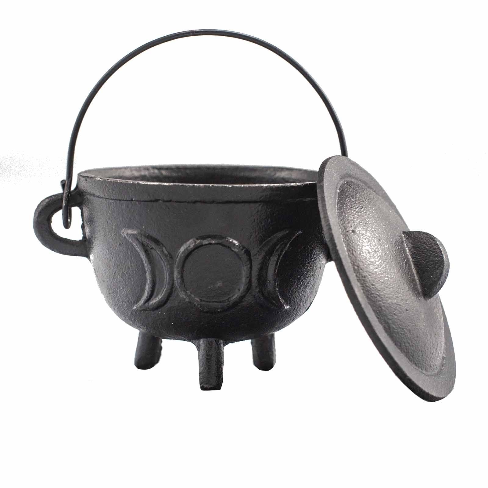 Cast Iron Cauldron with Triple Moon 11x13cm - Ritual Bowls and Cauldrons