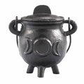Cast Iron Cauldron with Triple Moon 6.5x13cm Ritual Bowls and Cauldrons